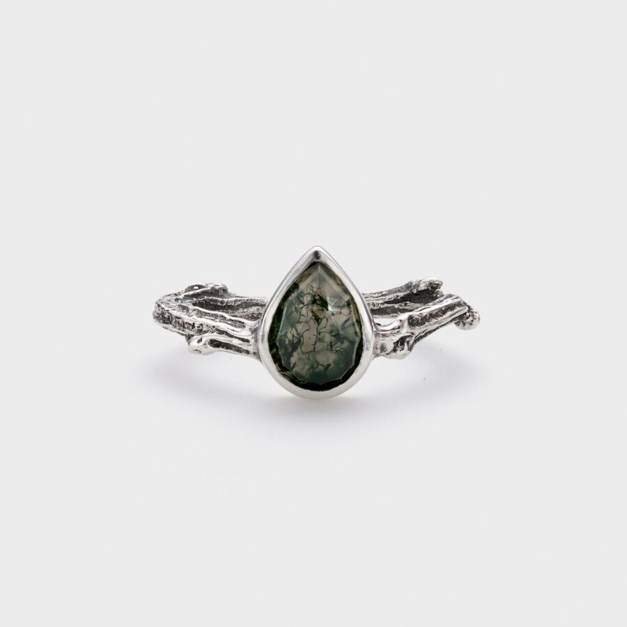 TWIG ring with moss agate
