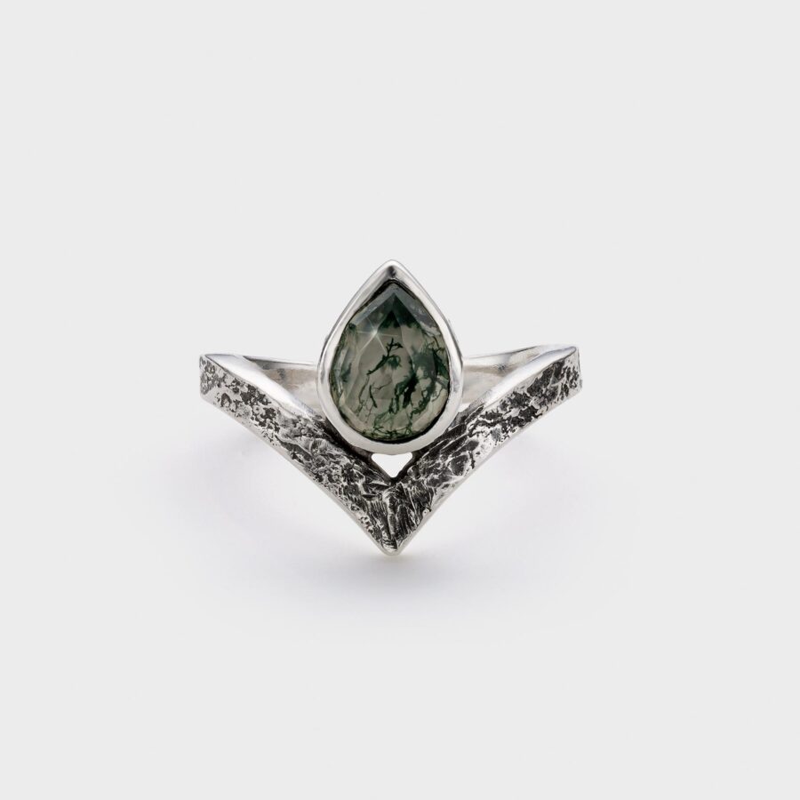 PEAK ring with moss agate