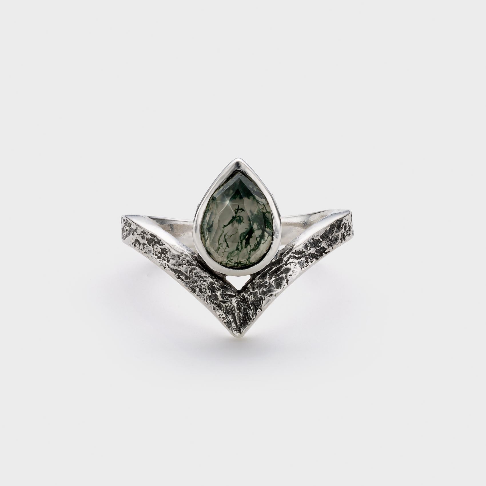 PEAK ring with moss agate